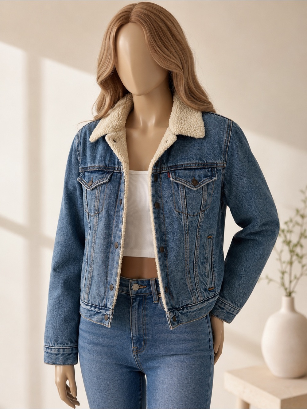 Levi's Blue Denim Jacket with Sherpa Lining